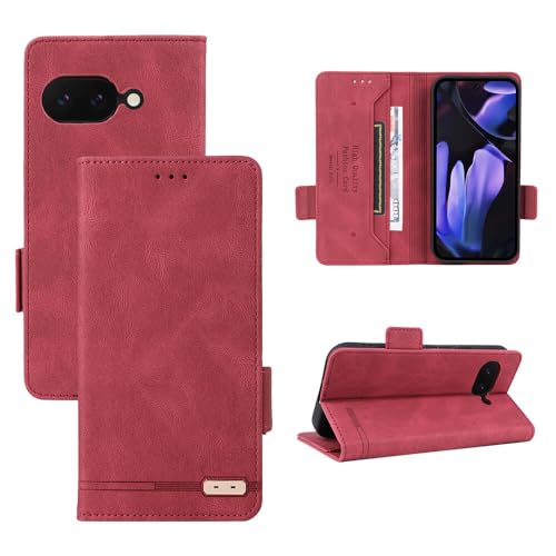 Coque Google Pixel 7 étui portefeuille cuir rouge antichoc à rabat aimanté