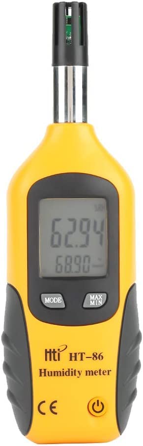 Real Instruments Digital Temperature And Humidity Meter Handheld Psychrometer HT-86 Thermo-hygrometer LCD Display & Backlight With Dew Point Wet Bulb For Indoor Outdoor Min/Max Data Hold
