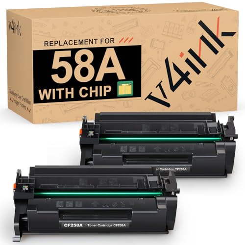 Image of v4ink 58A CF258A Black Toner Cartridge (with Chip) Compatible Replacement for HP CF258A 58A 58X Toner Cartridge for HP Pro M404dn M404n M404dw MFP M428fdw M428fdn M428dw M406dn M430f Printer, 2 Pack