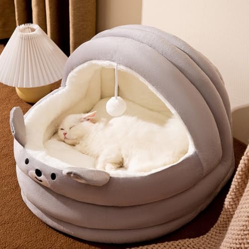 ペットドーム ペットベッド 猫 ハウス 犬 保温防寒 フワフワ ウサギ 変形しにくい ペット用品 シンプル 保温防寒 クッション付き 柔らか ドーム型 洗える 超吸収 多機能 2way 休憩所 昼寝 M:44*42*39cm(推奨体重:8kg以内)