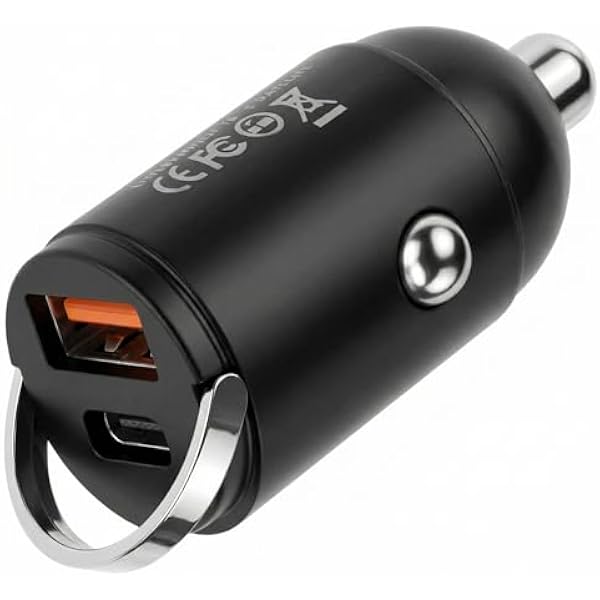 QWORK® Ładowarka samochodowa USB-C, 2 porty DC 12 V 30 W, kompatybilna z PD 30 W, QC3.0 i 22,5 W szybkie ładowanie