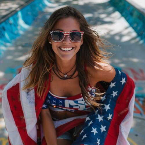 FEISEDY American Flag Sunglasses,4th of July Decorations Patriotic Party Favors Memorial Day USA Sunglasses B01943