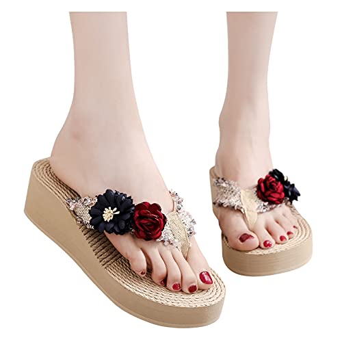 Aniywn womens flower platform flip flops open toe casual flats sa…