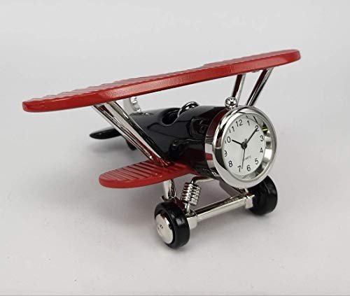 Sanis Enterprises Red/Black 2"X4.5"X2.5" Bi-Plane Clock #TOP24