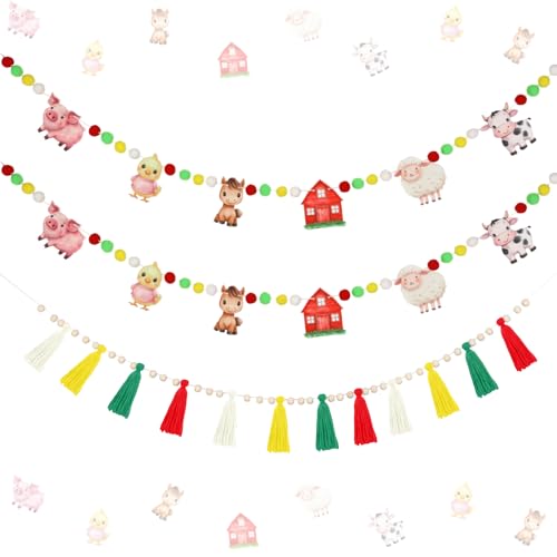 Cheerupp Farm House Animal Tassel Banner Garland with Wood Beads