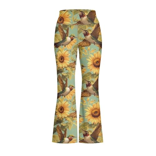 Girls Flared Pants High Waist Stretchy Yoga Leggings Full Length Dance Pants Bottoms for 5-14T