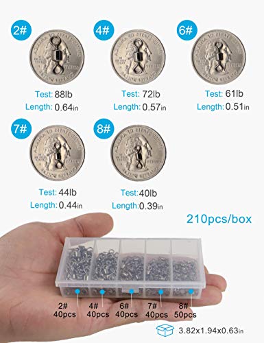 image for Facikono Fishing Barrel Swivels Set, 210pcs Rolling Bearing Snap Conne
