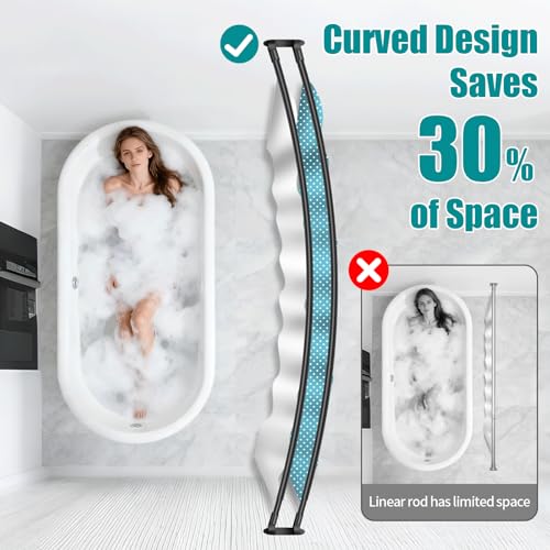 Anndason Double Curved Shower Curtain Rod 42 to 72 Inches Elegant Double Shower Curtain Rod Adjustable Wall Mounted Double Shower Curtain Pole for Bathroom (Black, 42 to 72") by Anndason - Used condition - Image 3
