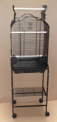 36.5-Inch Elegant Sturdy Wrought Iron Bird Flight Open/Close Play Top Cage Rolling Casters Small-Sized Parrot Parakeets Cockatiels Budgies Parrotlets Lovebirds Canary