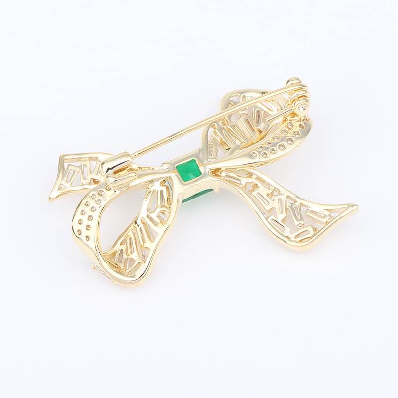 Image of Gold Brooches for Women Ladies Yellow Broach Flower Bow Rhinestone Lapel Pins Blazer Dress Denim Jacket Accessories