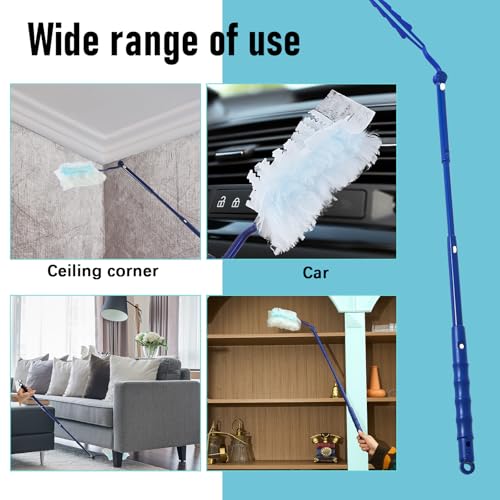 Image of Colingmill 4 Pcs 3 ft Replacement Handles Compatible with Duster Refills, Long Extended Handle Only, Adjustable Length for Ceiling Fans, Blinds, Shelves, Windows, Foldable & Extendable (Blue)