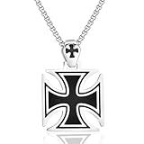 jonline24h Mens Womens Stainless Steel Templar Knight Cross Pendant Biker Necklace 24Inch Box Chain