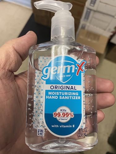 Germ-X Original Hand Sanitizer with Hyaluronic Acid, Clear, Moisturizing Formula, 8 Fl Oz Pump Bottle, 6 Pack