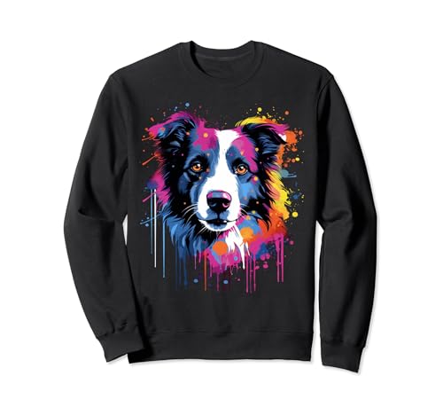 Lindo perro Border Collie en Border Collie pintado Sudadera