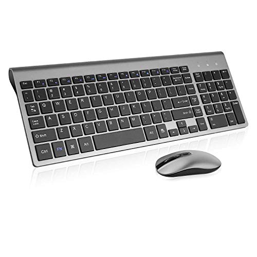 Image of cimetech Wireless Keyboard and Mouse Combo, 2.4G Ultra-Thin Sleek Compact Full Size Ergonomic Keyboard for Windows, Mac, Computer, PC, Notebook - Grey