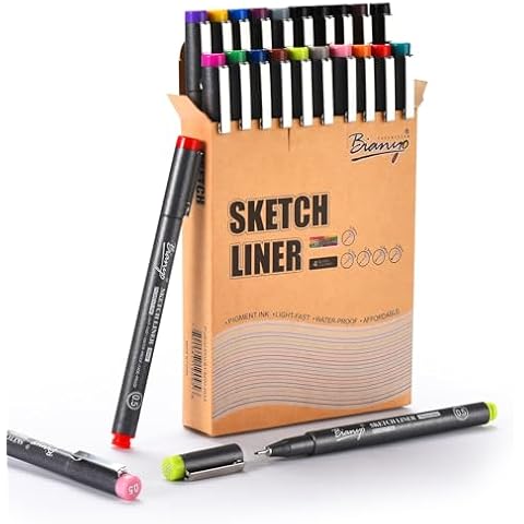 Bianyo Pigment Fineliner Art Pens – 16 Vibrant Colors & 4 Black Pens, Waterproof Ink for Professional Art, Coloring Books, Journals, and Scrapbooking Projects Cover