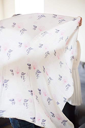 Muslin Swaddle Blanket Girl - Floral Design, Multi-Use Swaddle Blanket, 47"X47" #TOP2