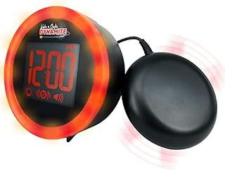 Vibrating Deaf Clock with 95dB Loud Alarm, Bright Flashing Lights and Snooze Function - The Geemarc WAKE 'N' SHAKE Dynamite for Heavy Sleepers and Hearing Impaired - USB Charging Port - UK Version