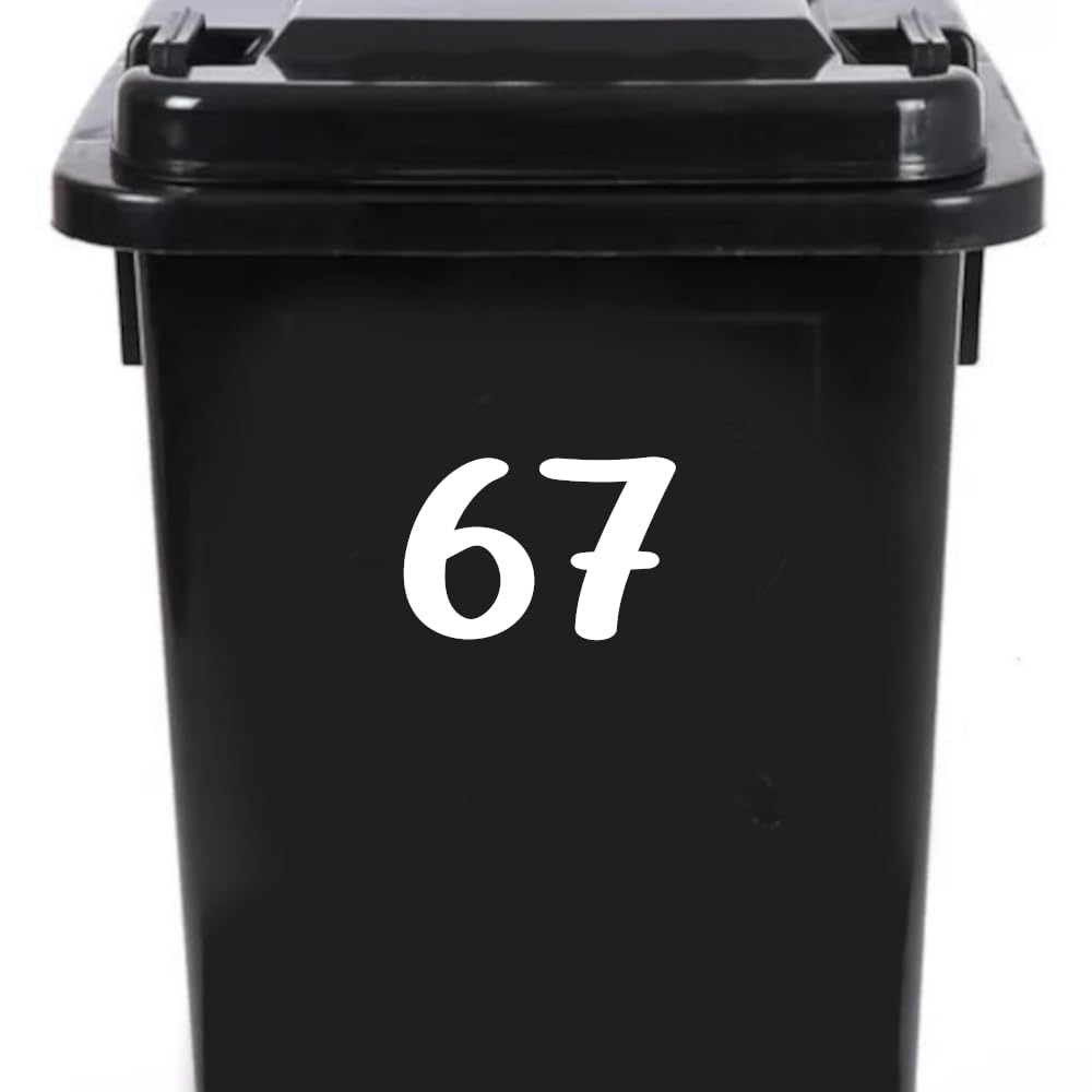 Pack of 4 House Number Wheelie Bin Stickers - Waterproof Decals - Easy-to-Apply - Recycling Boxes - Party Decorations (67) โ image 1