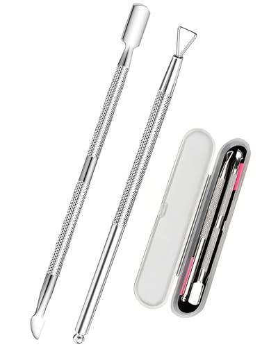 MOPZIJA 2 Piezas Professional Dual Tool Empujador de Cuticulas, Raspador de Cutícula Removedor, limpiador de uñas de gel, para manicura y pedicura ，quitacuticulas uñas profesional