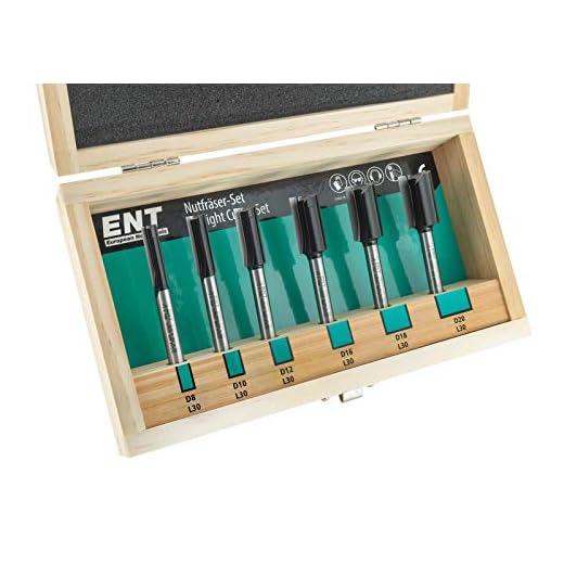 ENT 09010 6 st. spårfräs-set – extra lång 90 mm – grundfräs av hårdmetall för borrning Z2 + 1 – Ø 8-10-12-16-18-20 mm – axel Ø 8 mm