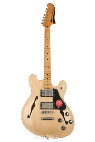 Squier Classic Vibe Starcaster Electric Guitar, with 2-Year Warranty, Natural, Maple Fingerboard