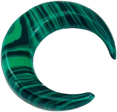 Handmade Green Malachite Stone Tribal Septum Crescent Pincher | Stone Tusk Ring | Boho Ethnic Body Piercing Jewelry for Nose & Septum | Unisex Stone Pincher