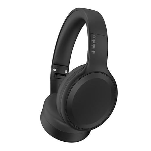 Fone de ouvido sem fio LEN0V0 TH30 com microfone para chamadas - Headphone - Bluetooth 5.3 - Esportivo - Dobrável (Preto)