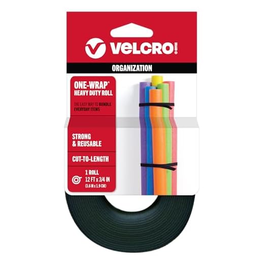 VELCRO Brand - ONE-WRAP Roll, Double-Sided, Self Gripping Multi-Purpose Hook and Loop Tape, Reusable, 12' x 3/4" Roll - Black