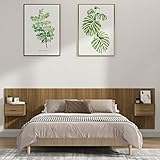 Tidyard Cabezal + 2 Mesitas de Noche, Cabecero y Mesitas Cabecero de Cama con mesitas Madera contrachapada marrón Roble,Medidas Cabezal: 200 x 1,5 x 80 cm Juegos de Muebles de Dormitorio