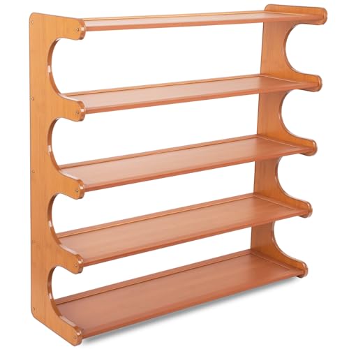 Eloplzxe Shoe Rack,5 Tier Shoe Organizer Storage Shelf,Bamboo Narrow Shoe Closet,Small Space Shoe Rack,for Entryway Closet 26.77×7.48×25.98inch