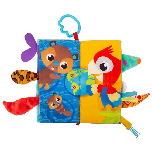 Image of Playgro Tails of The World Sensory Book - Interactive Soft Books for Babies - Explore 7 Unique Textured Animals, Crinkle Pages, and Attachable Teether Clip - Tailored for Development for 3+ Months