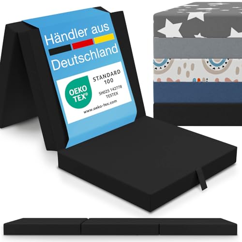 ELONEO Klappmatratze 65x195 cm, 9 cm hoch, Klappmatratze Kinder faltbar, klappbare Gästematratze, Faltbare Matratze, Reisematratze für Kinder und...