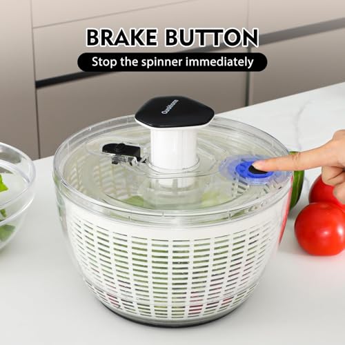 Ourokhome Girador de salada com tigela de salada, secador de alface grande com uma mão, utensílios d