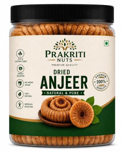 Image of PRAKARTI NUTS Premium anjeer 1kg fresh | Jumbo Dry Figs | Premium Quality Anjeer (Figs) | Rich in Fiber | Low Fat Healthy Snack | Naturally Sweet Imported Dry Fruit