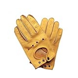 LIANYG Guantes de ciclismo Guantes de motocicleta Guantes de cuero para hombres Guantes retro de medio dedo dedo completo Guantes de moto Guantes de moto Guantes de bicicleta (Color: Marrón, Tamaño: