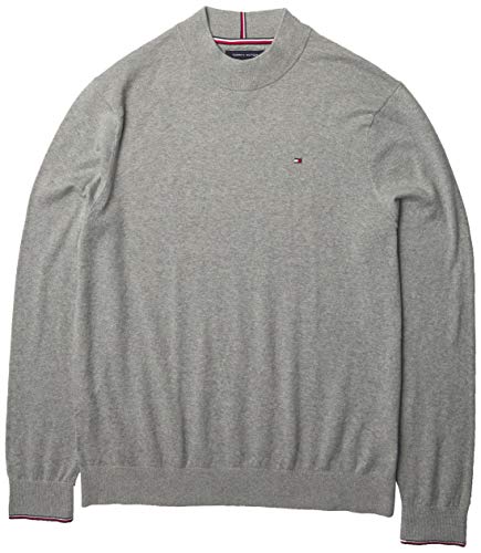 Tommy Hilfiger mens Tommy Hilfiger Men's Solid Crewneck Sweater, B13 Grey Heather, Large US