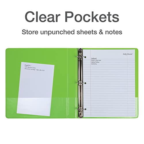 Oxford® 3 Ring Binders, 1" D Rings, Holds 240 Sheets, Clearvue™ Presentation Binder, Green, 4Pk #TOP2