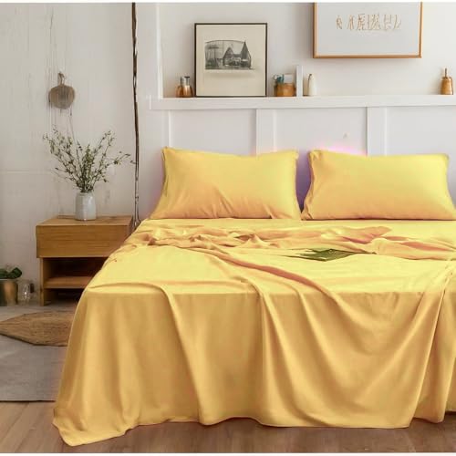 Tache 4 Piece Gold Sunny Yellow Bedsheet Set-Cal King