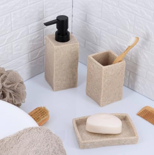 Set Salle de Bain 3 Pièces Effet Pierre Beige – Tendance
