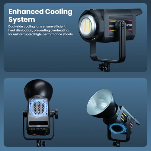 Image of HIFFIN (COB-150P) 150W RGB LED Video Light | 2800K-6800K Dimmable | 11 FX Modes | 9800 Lumens | Remote Control | 220V Power Supply | Perfect for Studio Lighting, Photography & Videography