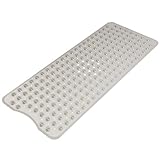AmazerBath Bath Tub Mat, Extra Long 39 x 16 Inches Non-Slip Shower Mats with Suction Cups and Drain Holes, Bathtub Mats Bathroom Mats Machine Washable (Clear Gray)