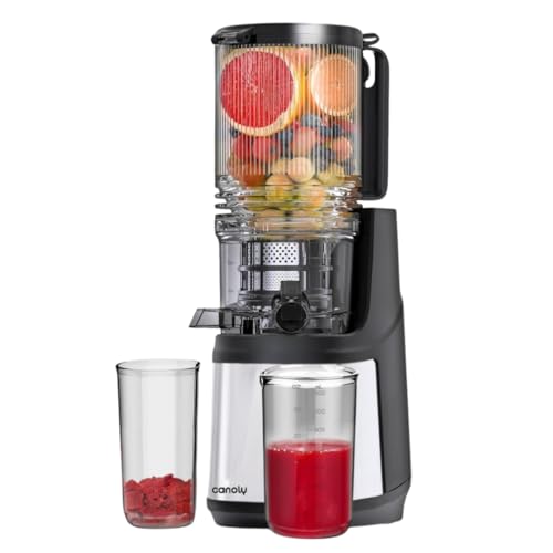 Image of Canoly Cold Press Juicer, 15-Year Warranty, Extra Large Mouth for Whole Fruits, 350w Slow Juicer, Easy to Clean, Easy to Assemble, BPA-Free, Sleek and Metal Finish, High Juice Yield