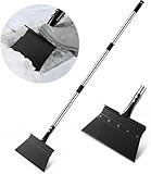 Snow Shovel, EOMEOH Ice Scraper Heavy Duty, 11"Wider Garden Flat Floor Scraper with 53" Long Adjustable Handle, Multifunctional Gardening Spade Shovel, Cleaning Scraper for Driveway, Weed, Lawn Edging