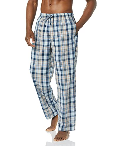 Image of Amazon Essentials Men's Cotton Poplin Straight-Fit Pajama Pants with Pockets, Elastic Waist, Drawstring