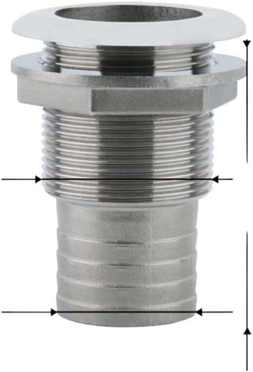 Marine Hose Fitting Compatible With Boats 3/4 Inch 1 Inch Half Thru-Hull 316 Stainless Steel(ALS1104B)