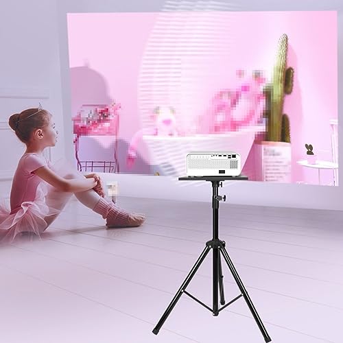 Soporte para proyector metálico de piso telescópico portátil con bandeja 40 cm x 40 cm miniatura 6