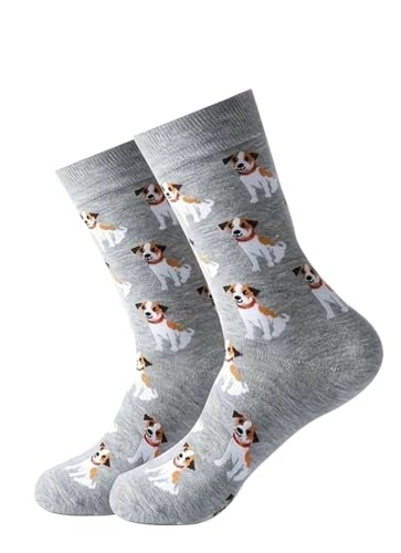 Jack Russell Terrier Socks Dog Gift Present For a Dog Walker Jack Russell Themed Gift (UK Adult Size 6-10)