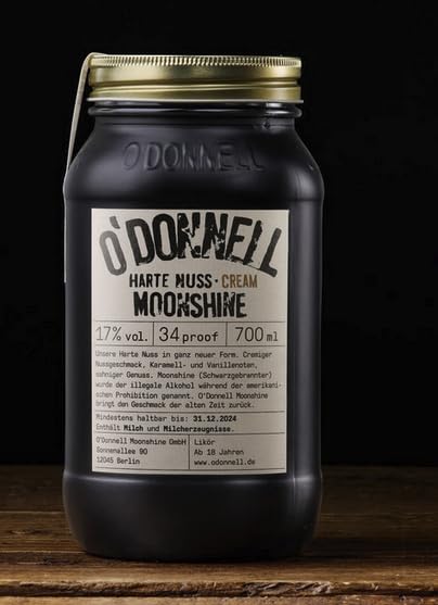 Lädla Juice O'Donnell Moonshine “Harte Nuss Cream '' Likör (700 ml) I Haselnusslikör I Natürliche Zutaten I Premium Schnaps nach amerikanischer Tradition I 17% Vol. Alkohol | Geschenkidee |