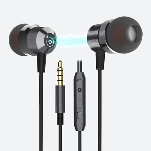 yasyas black In-ear magnetic earphones 3.5mm jack, HD sound quality, Light weight and Comfortable Earbuds for Sports, Work, and Travel- replacement cable for iPhone, Android, and More